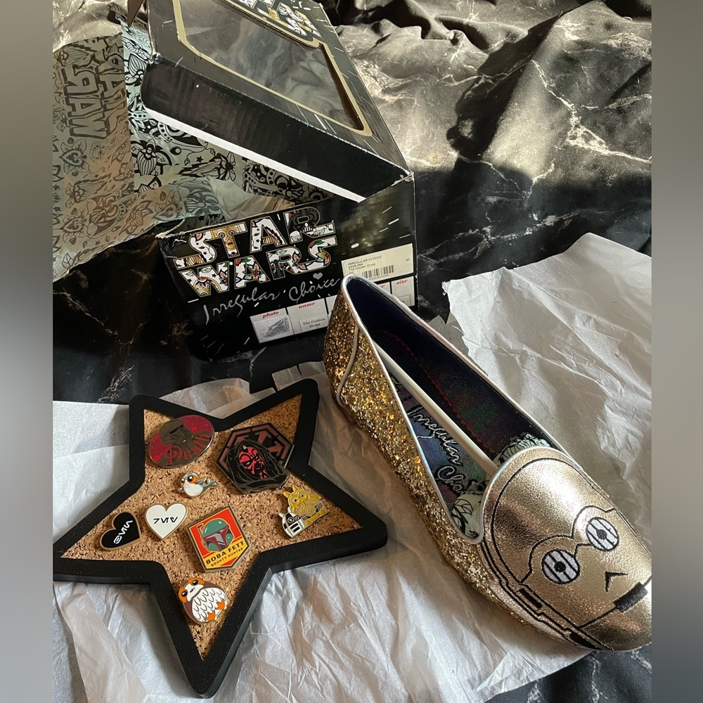 NWT Irregular Choice - C-3PO Gold Glitter Flats